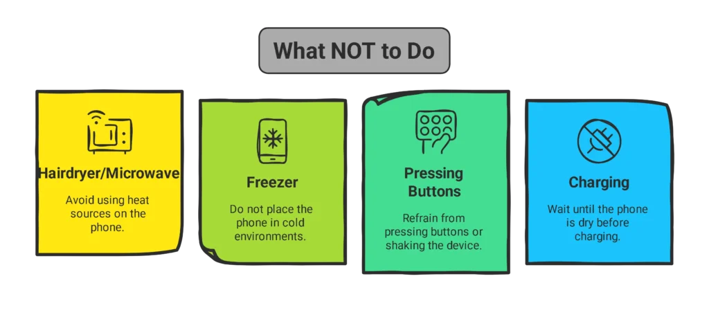 fix water-damaged phone: What NOT to Do